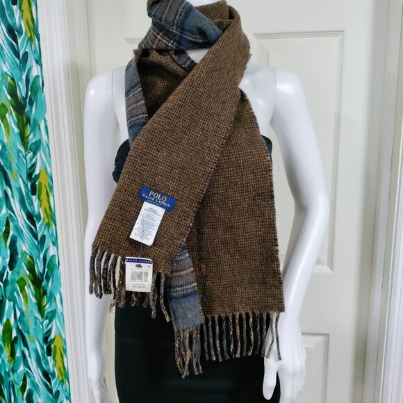 NWT POLO Ralph Lauren Plaid Preppy Scottish Embroidered Pony Wool Blend Scarf - Picture 4 of 13